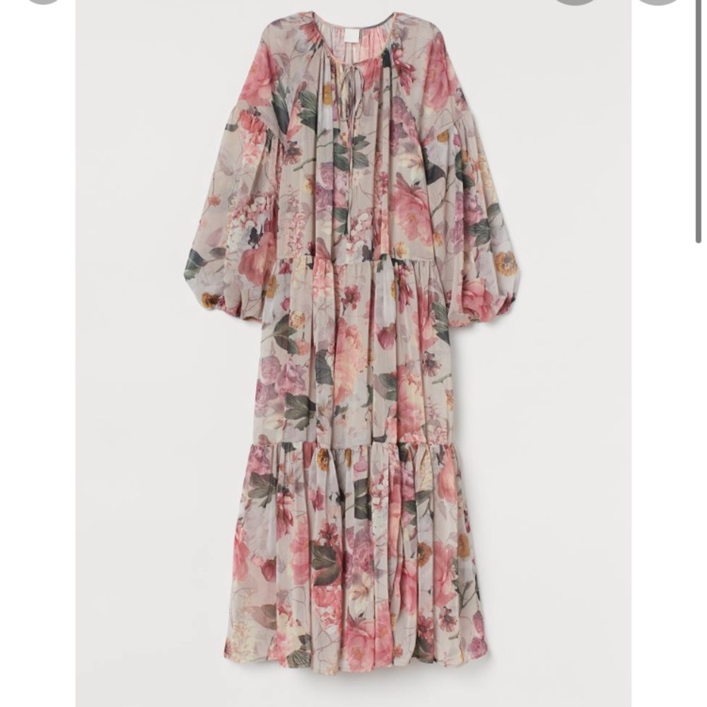 H&M Floral Chiffon Maxi Midi Dress NWT